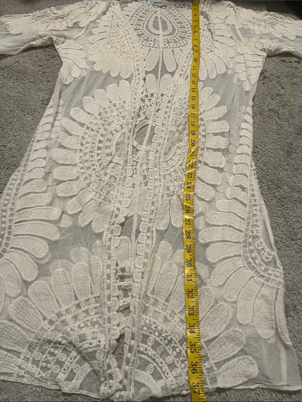 Rebellion Off White Bohemian Open Kimono Resort Coastal Beach Vacation Pool - Picture 6 of 9